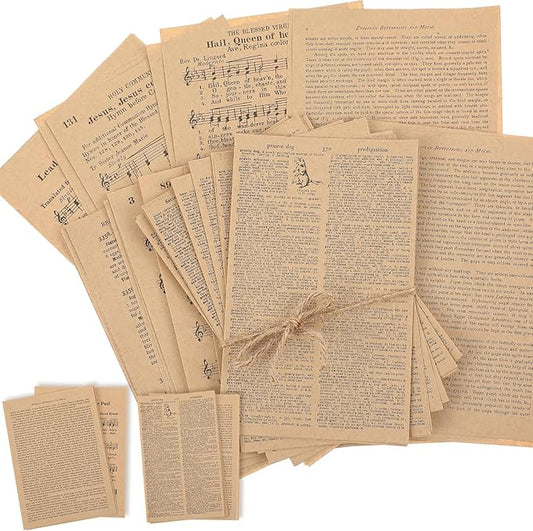 Zonon 114 Pieces 2 Sets Junk Journal Pages Vintage Ephemera Pack Craft Paper Junk Journal Vintage Paper for Albums Planner Decorative Crafts Embellishment Supplies (Vellum Series)
