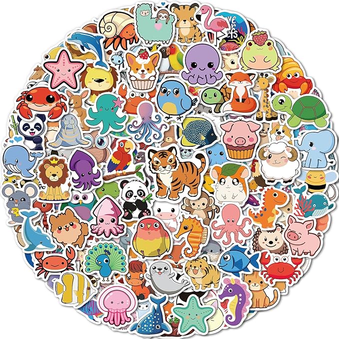 300 pcs animal stickers for kids, cute water bottle stickers for kids waterproof, vinyl laptop kid sticker pack, kid classroom prizes for elementary students
