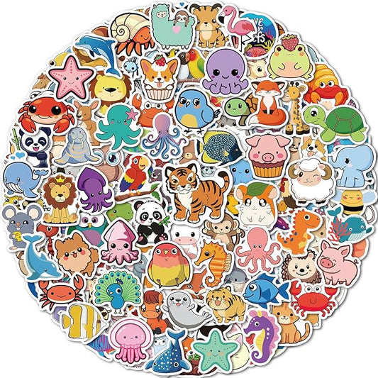 300 pcs animal stickers for kids, cute water bottle stickers for kids waterproof, vinyl laptop kid sticker pack, kid classroom prizes for elementary students
