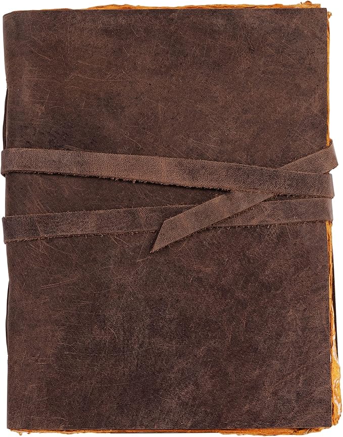 KomalC Handmade Leather Journal | Writing Notebook Diary | Bound Daily Notepad For Men & Women Unlined Paper Medium, Writing Pad for Artist, Sketch