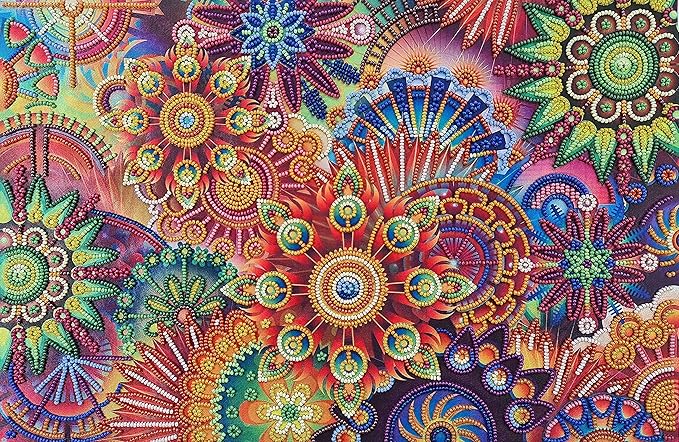 AllAboutEmbroideryUA Rainbow Fractal Bead Embroidery Kits Abstract Beaded Cross Stitch Kits Beading Pattern Needlework Partial Embroidery Handcraft Tapestry kit