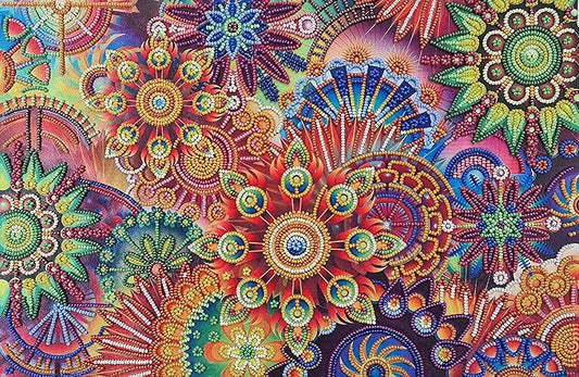 AllAboutEmbroideryUA Rainbow Fractal Bead Embroidery Kits Abstract Beaded Cross Stitch Kits Beading Pattern Needlework Partial Embroidery Handcraft Tapestry kit