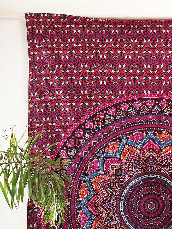 popular handicrafts mandala hippie psychedelic ombre tapestry wall hanging - indian maditation gypsy bohemian hippy dorm room decor purple wine 82x54 inch