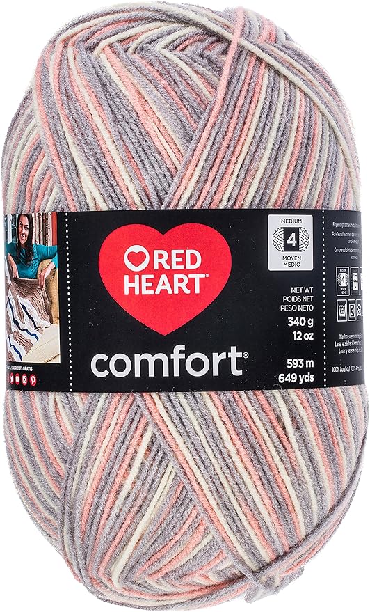 RED Heart E707D.4152 Comfort Yarn, Grey Print