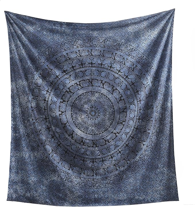 popular handicrafts queen mandala hippie tie dye psychedelic elephant tapestry wall hanging - indian maditation gypsy bohemian hippy dorm room decor blue 81x88 inch