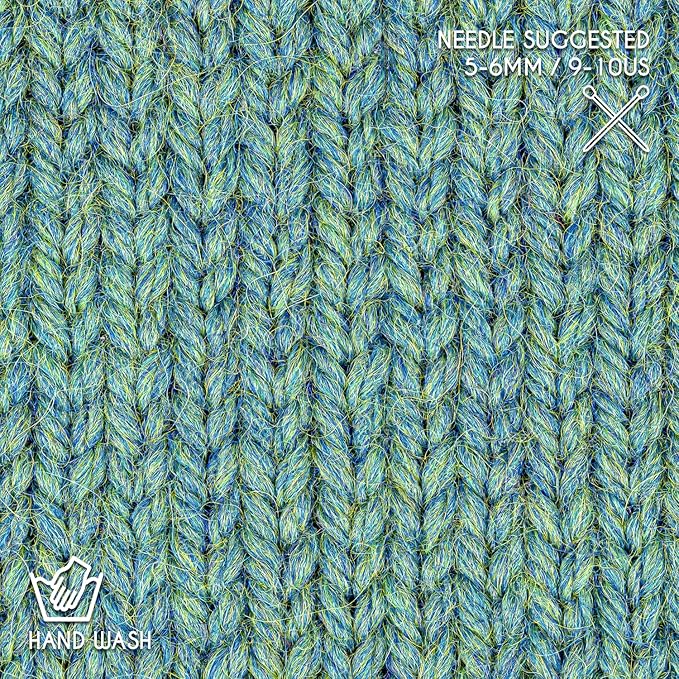 Bulky Set (6 x 1.75 oz) Super Soft Baby Alpaca Knitting Yarn Blue Green 328 Yards