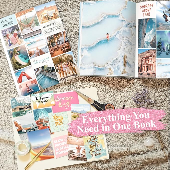 BrightenKidz Vision Board Book – Create Your Dream Life with Inspirational Clip Art, Collage Pictures & Quotes | Vision Board Supplies Kit for Women | Ideal Magazines to Visualize & Achieve Your Goals