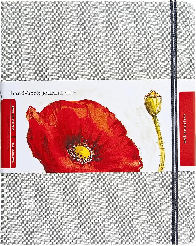 Handbook Journal Co. Artist Watercolor Sketchbook Journal, Grand Portrait 10.5 x 8.25 Inches, 95lb / 200 GSM, Hardcover w/Pocket