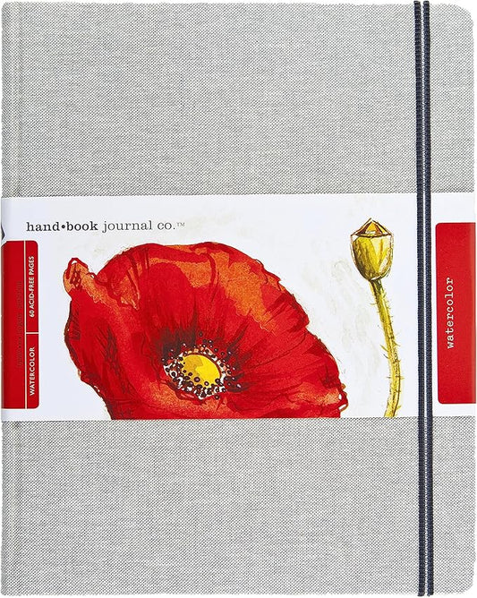 Handbook Journal Co. Artist Watercolor Sketchbook Journal, Grand Portrait 10.5 x 8.25 Inches, 95lb / 200 GSM, Hardcover w/Pocket