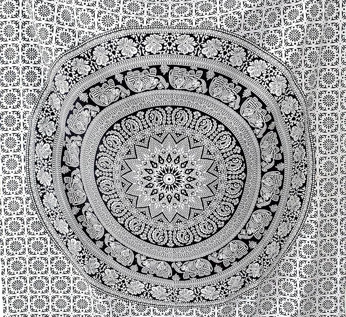 popular handicrafts black and white hippie tapestries mandala tapestry collage dorm beach throw wall art bohemian tapestrywall hanging boho tapestries bedspread (full (215cmsx230cms), black & white)