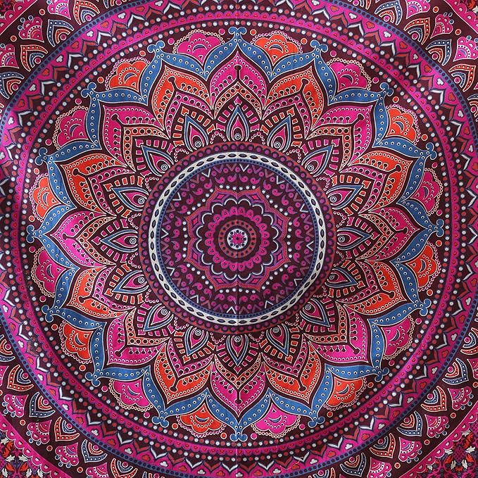 popular handicrafts mandala hippie psychedelic ombre tapestry wall hanging - indian maditation gypsy bohemian hippy dorm room decor purple wine 60x54 inch