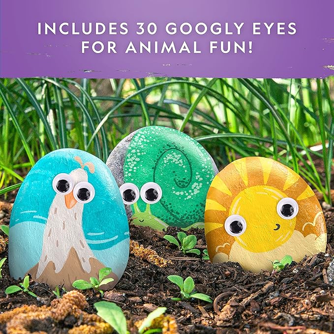 NATIONAL GEOGRAPHIC Rock Painting Kit - Arts and Crafts Kit for Kids, Paint & Decorate 15 River Rocks with 10 Paint Colors & More Art Supplies, Outdoor Toys for Girls and Boys, Easter Basket Stuffers