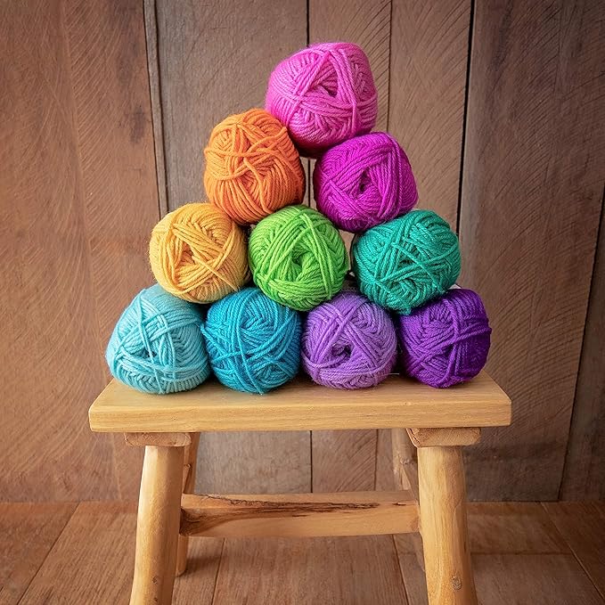 Studio Sam Acrylic Yarn Set. Ten Large 50g Skeins. Total 1030 Yards. for All Knitting, Crochet and Craft Projects. Bright and Colorful. (Confetti Collection)