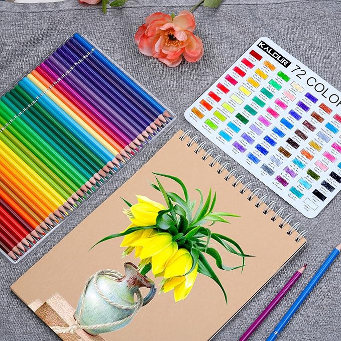 KALOUR 72 Count Colored Pencils for Adult Coloring Books, Soft Core,Ideal for Drawing Blending Shading,Color Pencils Set Gift for Adults Kids Beginners