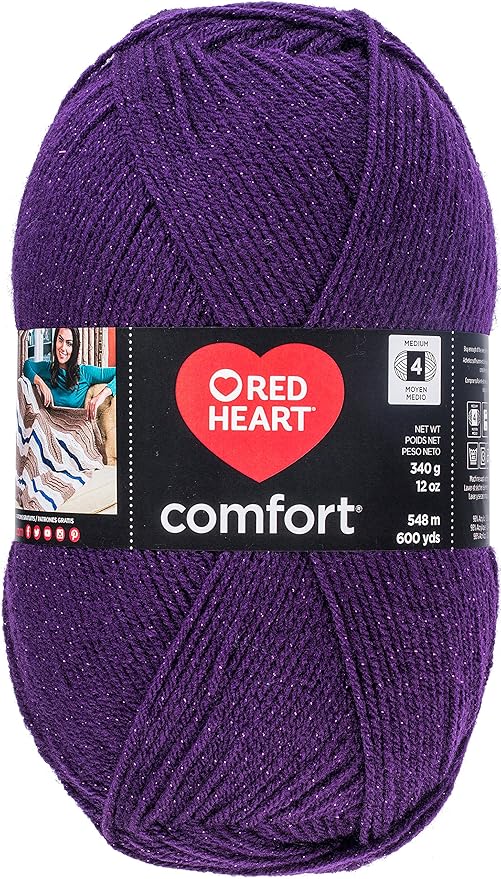 RED Heart E707D.5005 Comfort Shimmers Yarn, Purple