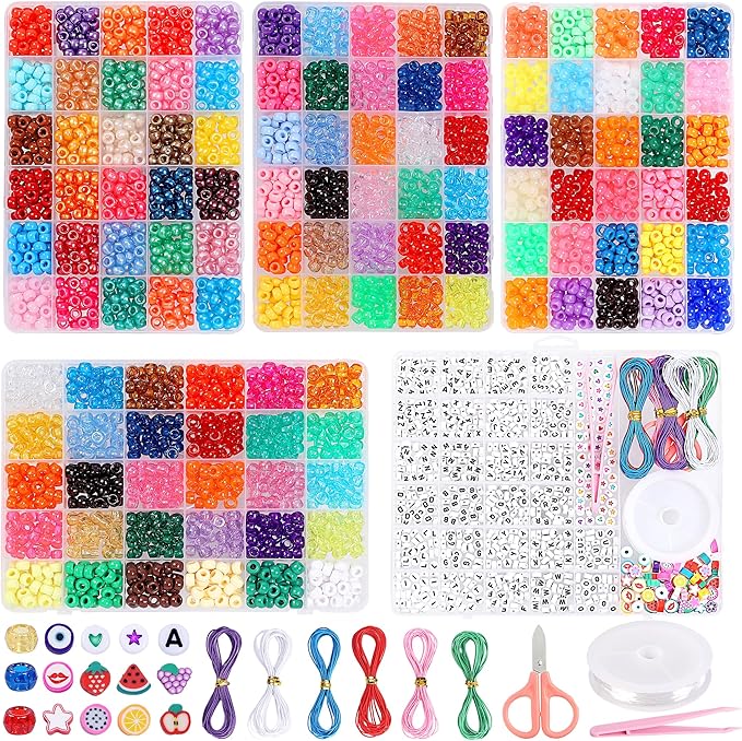 AMDBHC 4500 Pcs Pony Beads Bulk - 120 Colors Bracelet Making Kit with Alphabet Letter Beads & Charms, Friendship Bracelet Kit, Jewelry Making Supplies DIY Crafts (5 Boxes)