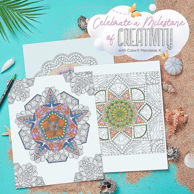ColorIt Mandalas Volume X Spiral Bound Adult Coloring Book with 50 Mandala Patterns for Relaxation and Stress Relief - Includes Perforated Pages, Thick Paper, Hardback Covers, and Blotter Page