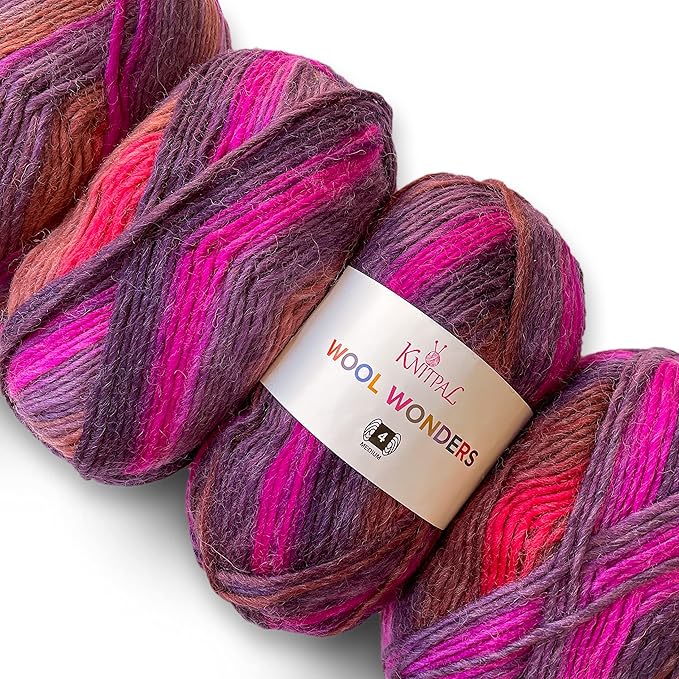 Wool Wonders Yarn for Crocheting, 4-Pack (640Yds / 400G), Free Patterns - Wool Yarn for Knitting - Aran/Heavy #4 Medium Worsted Weight - Chocolate Strawberries