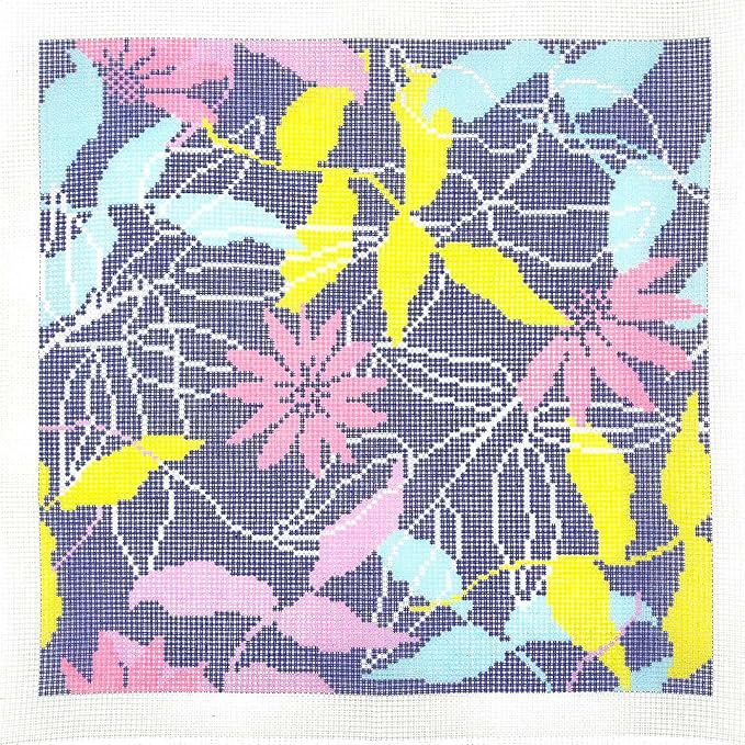 Howie's Needlepoint Needlepoint Kits for Adults, Pillow Front Cross Stitch Kit with Embroidery Pattern on Canvas, Yarn, 2 Needles and Instruction, 16 x 16inch(Leaf Vine)