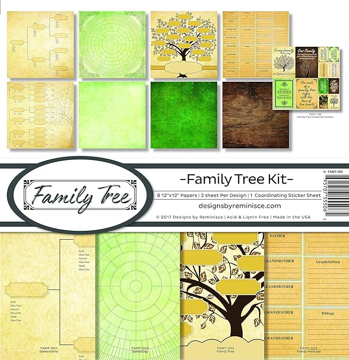 Reminisce FAMT-200 Family Tree Scrapbook Collection Kit, 12-x-12-Inch