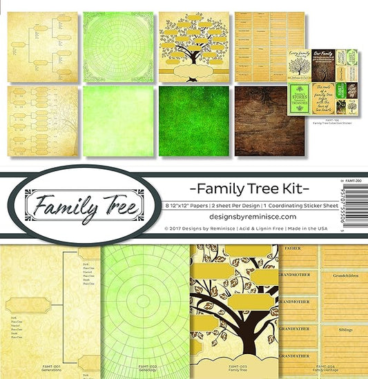 Reminisce FAMT-200 Family Tree Scrapbook Collection Kit, 12-x-12-Inch