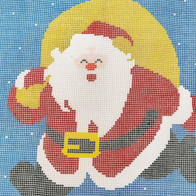 Howie's Needlepoint Needlepoint Kits for Adults, Christmas Pillow Front Cross Stitch Kit with Embroidery Pattern on Canvas, Yarn, 2 Needles and Instruction, 16 x 16inch(Santa)