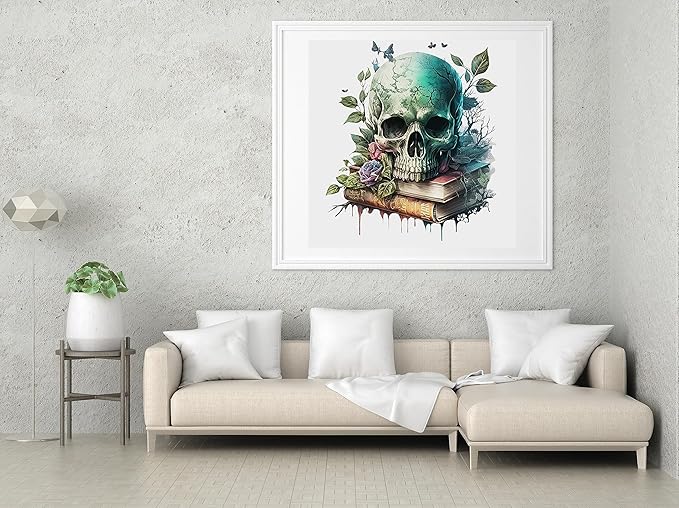moohue stamped cross stitch kits for adults clearance skull 14ct pre printed cross stitch kits for beginners (skull 3)