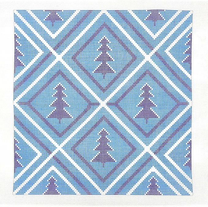 Howie's Needlepoint Needlepoint Kits for Adults, Pillow Front Cross Stitch Kit with Embroidery Pattern on Canvas, Yarn, 2 Needles and Instruction, 16 x 16inch(Blue Forest)