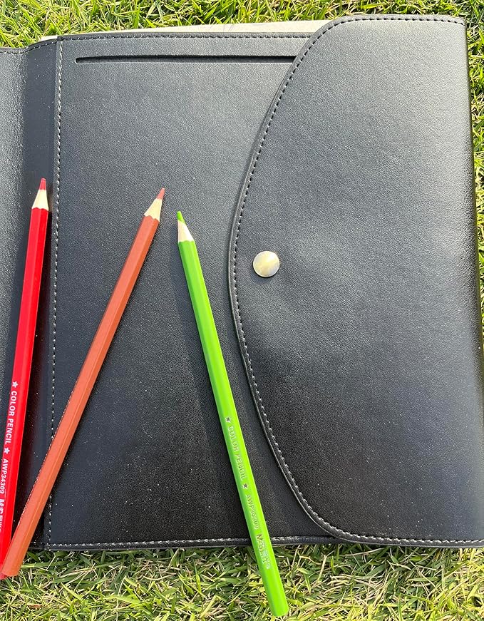 Sketchbook cover with pencil holder, Artist sketchbook leather cover artis Gifts, Drawing book and pencil case, Art book for drawing (for 5.5" x 8.5" Sketchbook)