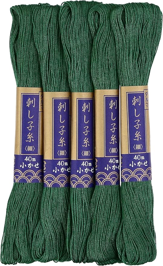 Yokota Sashiko Thread 40m 5x1 (Green)