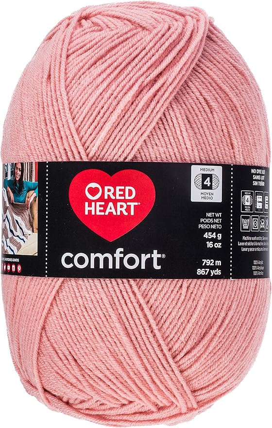 RED HEART E707D.3205 Comfort Yarn, Petal Pink