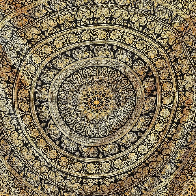 popular handicrafts mandala hippie tie dye psychedelic elephant tapestry wall hanging - indian maditation gypsy bohemian hippy dorm room decor yellow 60x54 inch