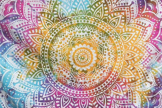 popular handicrafts tapestry wall hanging hippie mandala bohemian hippy medallion psychedelic ombre design indian tapestries bedspread 53 x 80 iches (134cm x 203cm) multicolor tie dye