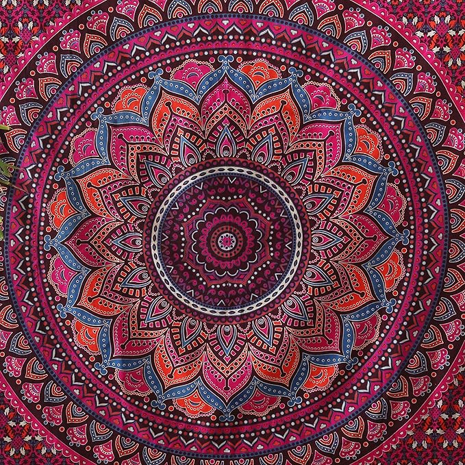 popular handicrafts mandala hippie psychedelic ombre tapestry wall hanging - indian maditation gypsy bohemian hippy dorm room decor purple wine 82x54 inch