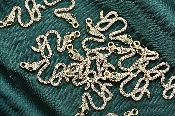 Pack of 20 Rhinestone Charms Gold Plated Pendants Pave Crystal Accessories for Necklace Bracelet Jewelry Making DIY Crafting