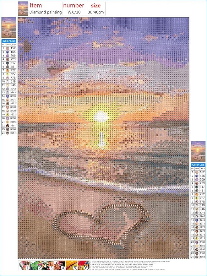 NAIMOER Diamond Painting Kits for Adults, DIY 5D Full Drill Round Diamond Art Beach Sunset Heart Crystal Diamond Art for Home Wall Decor (Diamond Painting 12x16 inch)