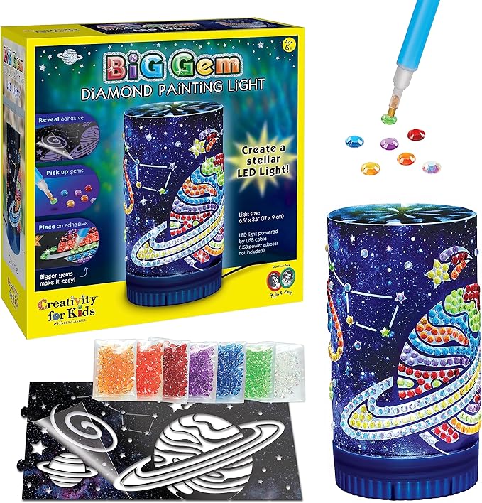 Creativity for Kids Big Gem Diamond Painting Light - Create Your Own DIY Night Light, Diamond Arts and Crafts Kit for Kids (Ages 6+)