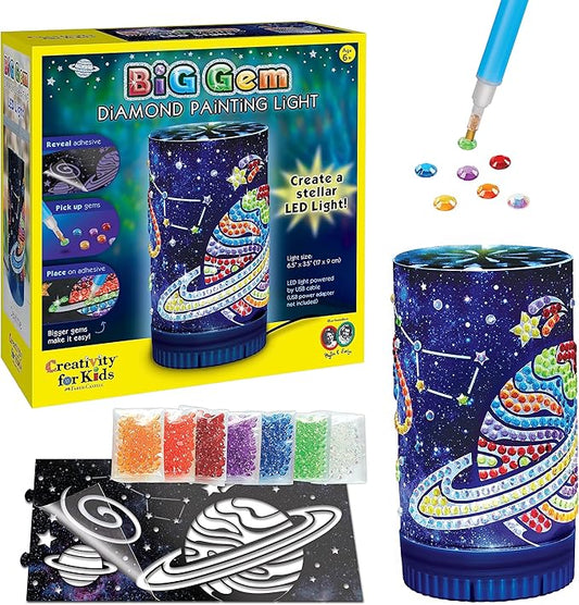 Creativity for Kids Big Gem Diamond Painting Light - Create Your Own DIY Night Light, Diamond Arts and Crafts Kit for Kids (Ages 6+)