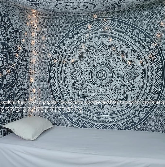 popular handicrafts tapestry wall hanging hippie ombre mandala bohemian hippy intricate indian tapestries bedspread 84 x 90 inches (215cm x 230cm) red yellow