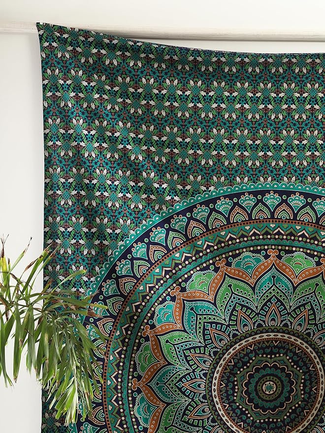 popular handicrafts mandala hippie psychedelic ombre tapestry wall hanging - indian maditation gypsy bohemian hippy dorm room decor tarqouise 82x54 inch