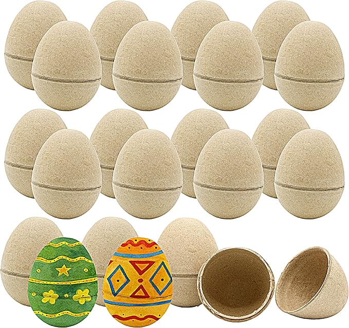 4E's Novelty DIY Paper Mache Easter Eggs to Paint 12 Pack - Paintable & Fillable Blank Easter Eggs Crafts for Kids & Adults, for Easter Arts Classroom Activities & DIY Projects