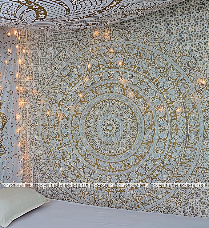 popular handicrafts wall hanging for bedroom hippie mandala bohemian design indian magical thinking tapestries dorm decor 84 x 90 inches (215cm x 230cm) red yellow