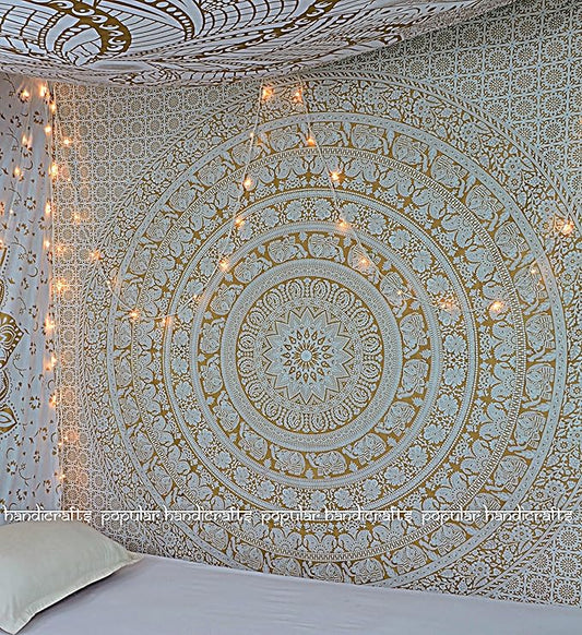popular handicrafts wall hanging for bedroom hippie mandala bohemian design indian magical thinking tapestries dorm decor 84 x 90 inches (215cm x 230cm) red yellow