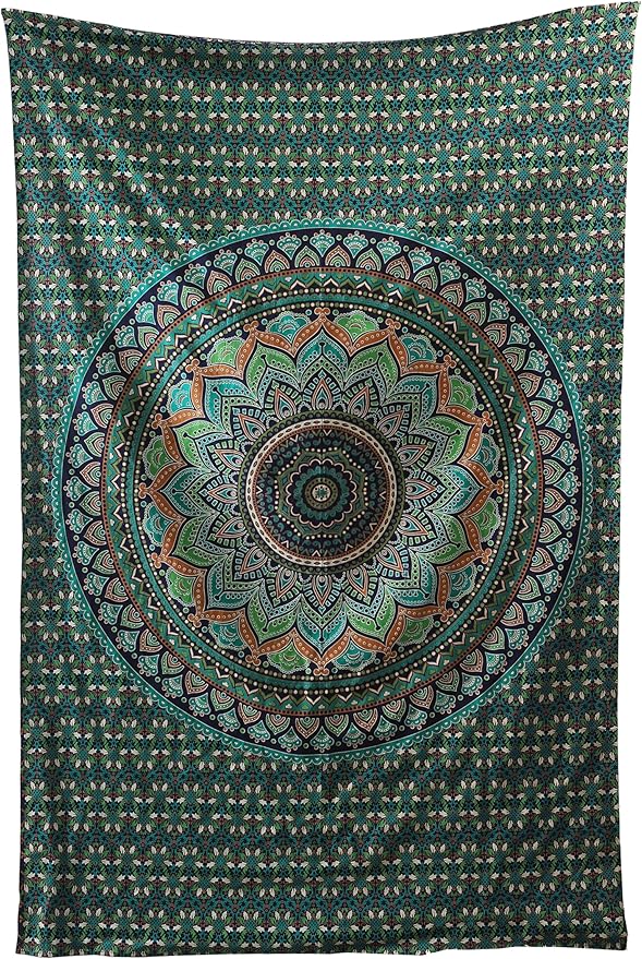 popular handicrafts mandala hippie psychedelic ombre tapestry wall hanging - indian maditation gypsy bohemian hippy dorm room decor tarqouise 82x54 inch