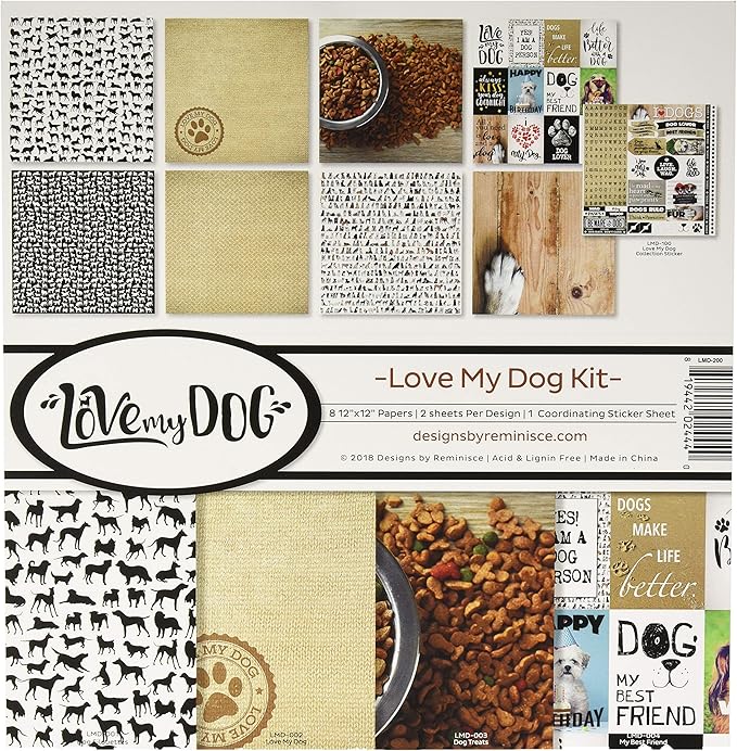 Reminisce (REMBC) Love My Dog Scrapbook Collection Kit, Multi Color Palette 12x12 inches