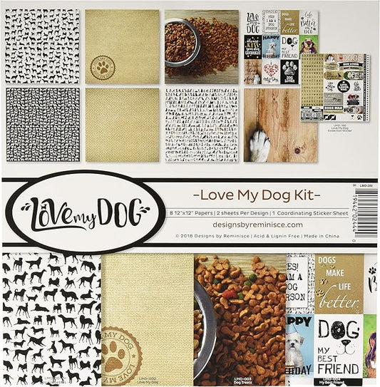 Reminisce (REMBC) Love My Dog Scrapbook Collection Kit, Multi Color Palette 12x12 inches