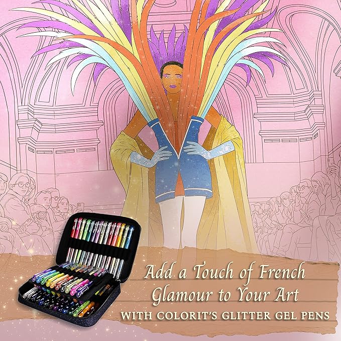 ColorIt France Adult Coloring Book, 50 Picture Perfect Coloring Pages of French Landscapes and Famous Landmarks, Printed on Thick Paper with Spiral Binding, Hardback Covers, and Ink Blotter Paper