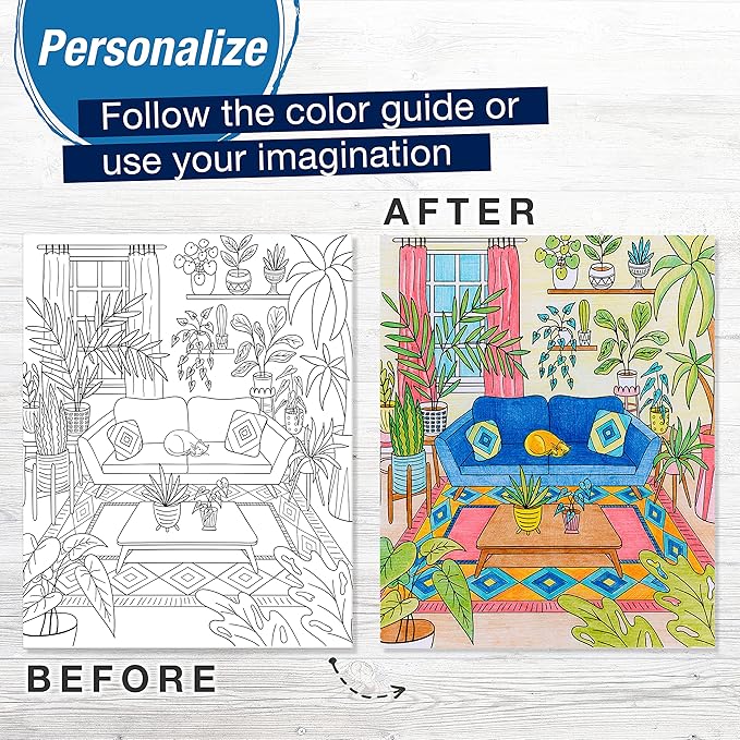 Faber-Castell Color by Number Wall Art: Plant Room - Adult Arts and Crafts, Colored Pencils for Adult Coloring, Color by Number for Adults