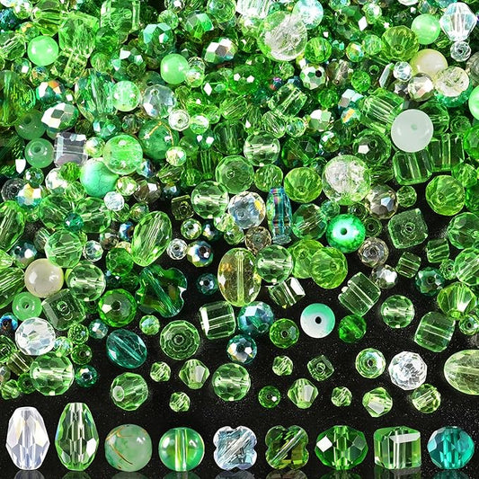 636pcs st. patrick's day glass beads for jewelry making - green crystal beads sparkly faceted beads hole drilled diy for st. patrick's day bracelets craft earrings bracelet necklace jewelry making