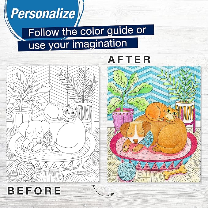 Faber-Castell Color by Number Wall Art: Pet Parents - Color by Number for Adults with Color Pencils for Adult Coloring, Adult Arts and Crafts